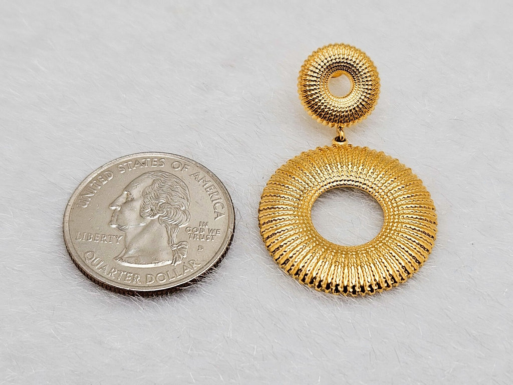 18K Gold Plated Stainless Steel Double Circle Stud Drop Earrings for Women4