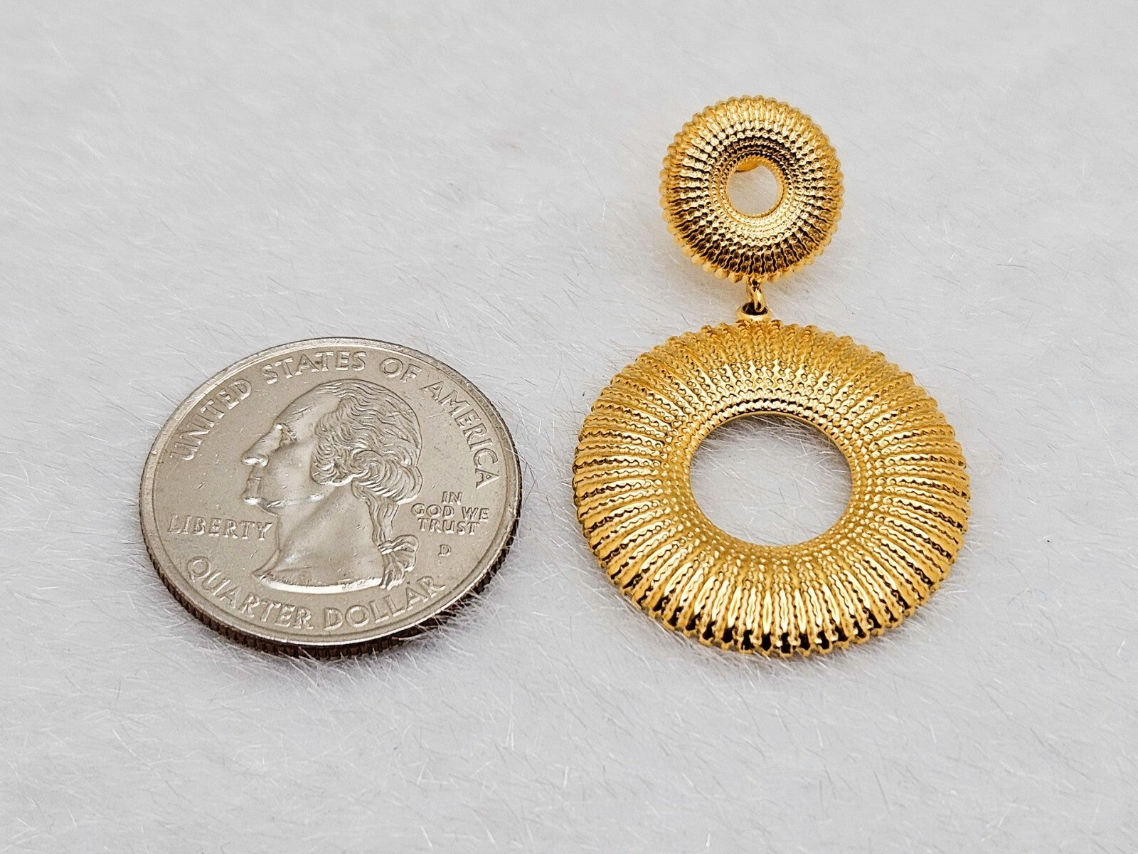 18K Gold Plated Stainless Steel Double Circle Stud Drop Earrings for Women4