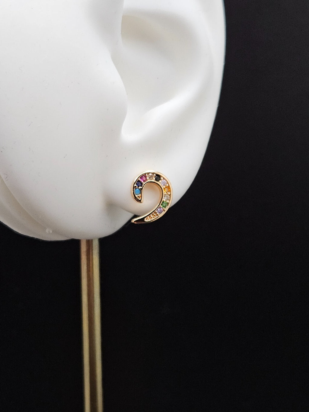 18k Gold Plated Brass Cubic Zirconia Multi-Color Modern Design Stud Earrings1
