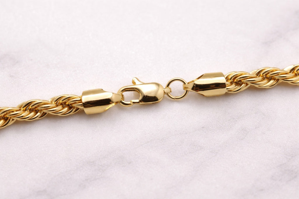 18K Gold Plated Twisted Rope Chain Necklace for men 24"5