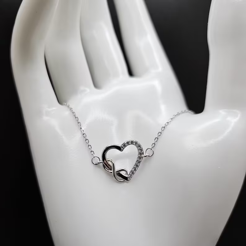 925 Sterling Silver Bracelet with Cubic Zirconia Infinity Heart Design2