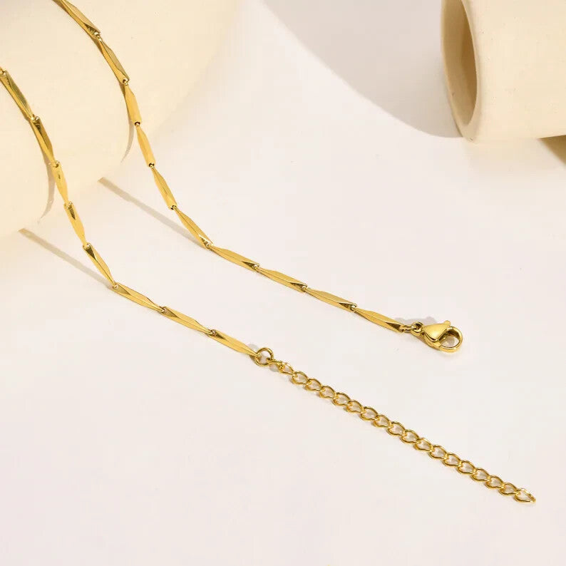 18K Gold Plated Stainless Steel Dainty Seed Chain Necklace2