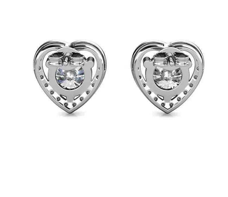 18k White Gold Plating Silver Sterling Moissanite Heart Stud Earrings3