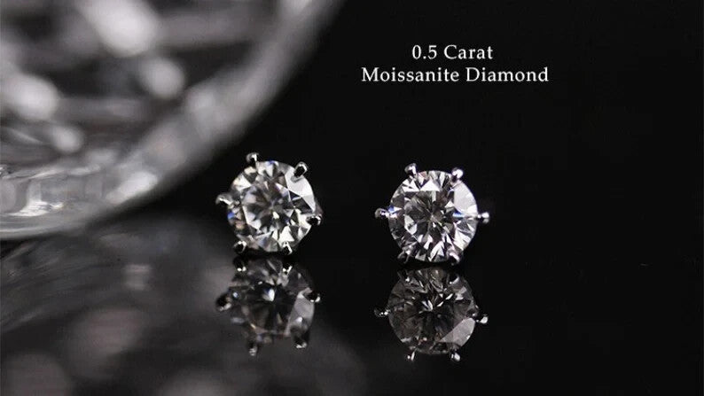 18k Gold Plated Sterling Silver Moissanite Solitaire Stud Earrings4