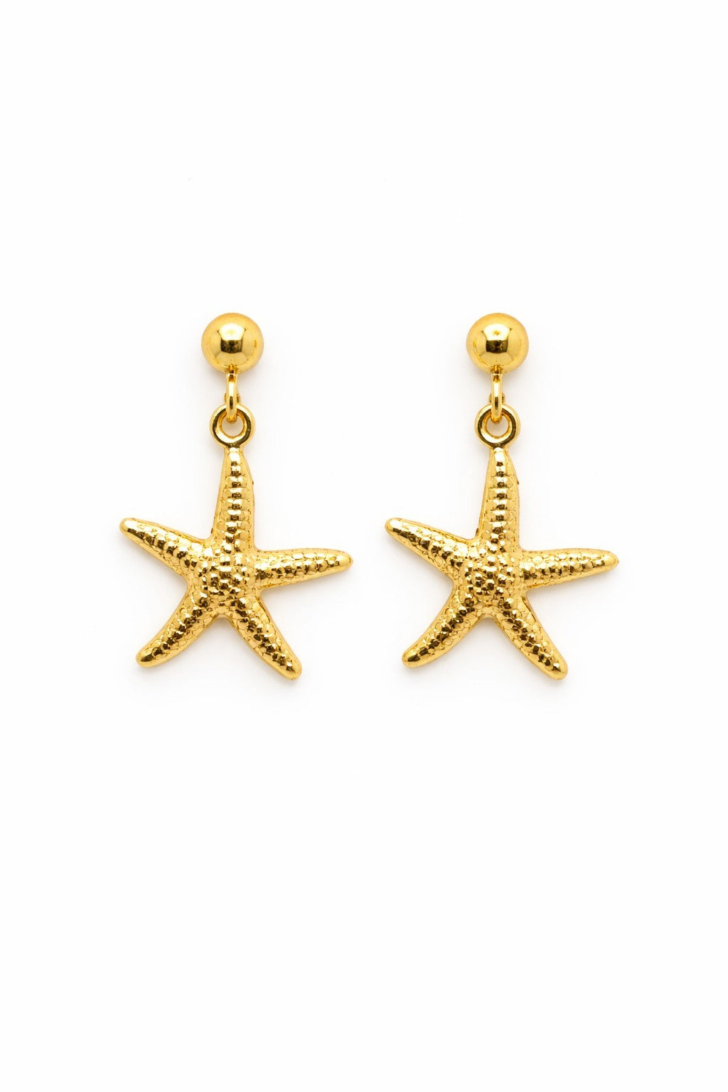 18K Gold Plated Starfish Jewelry Set Dainty Earrings & Chunky Pendant Necklace4