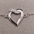 925 Sterling Silver Bracelet, Cubic Zirconia Heart Design, Dainty Jewelry0