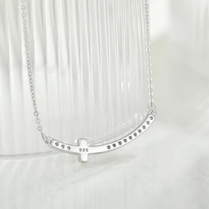 High Quality 925 Sterling Silver Cubic Zirconia Mini Cross Necklace2