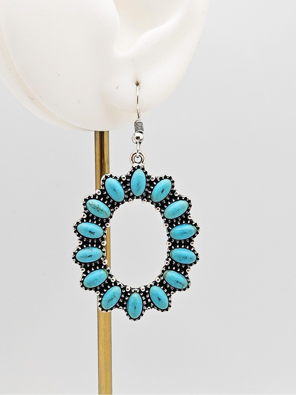 Silver Plated Vintage Turquoise Open Circle Drop Dangle Earring for Women4