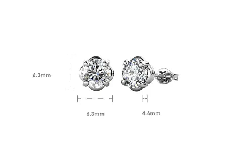 18k Gold Plating Sterling Silver Moissanite Rose Stud Earrings2