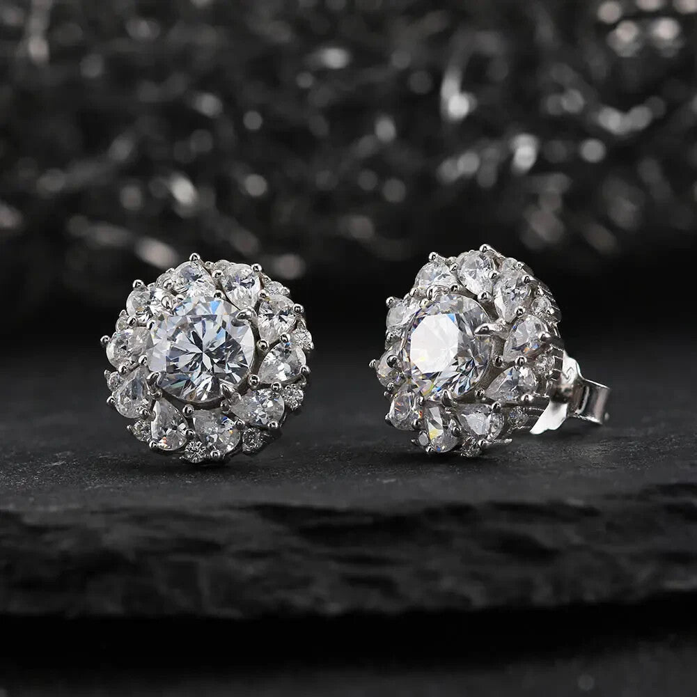 925 Sterling Silver Cubic Zirconia Halo Stud Earrings for Women0