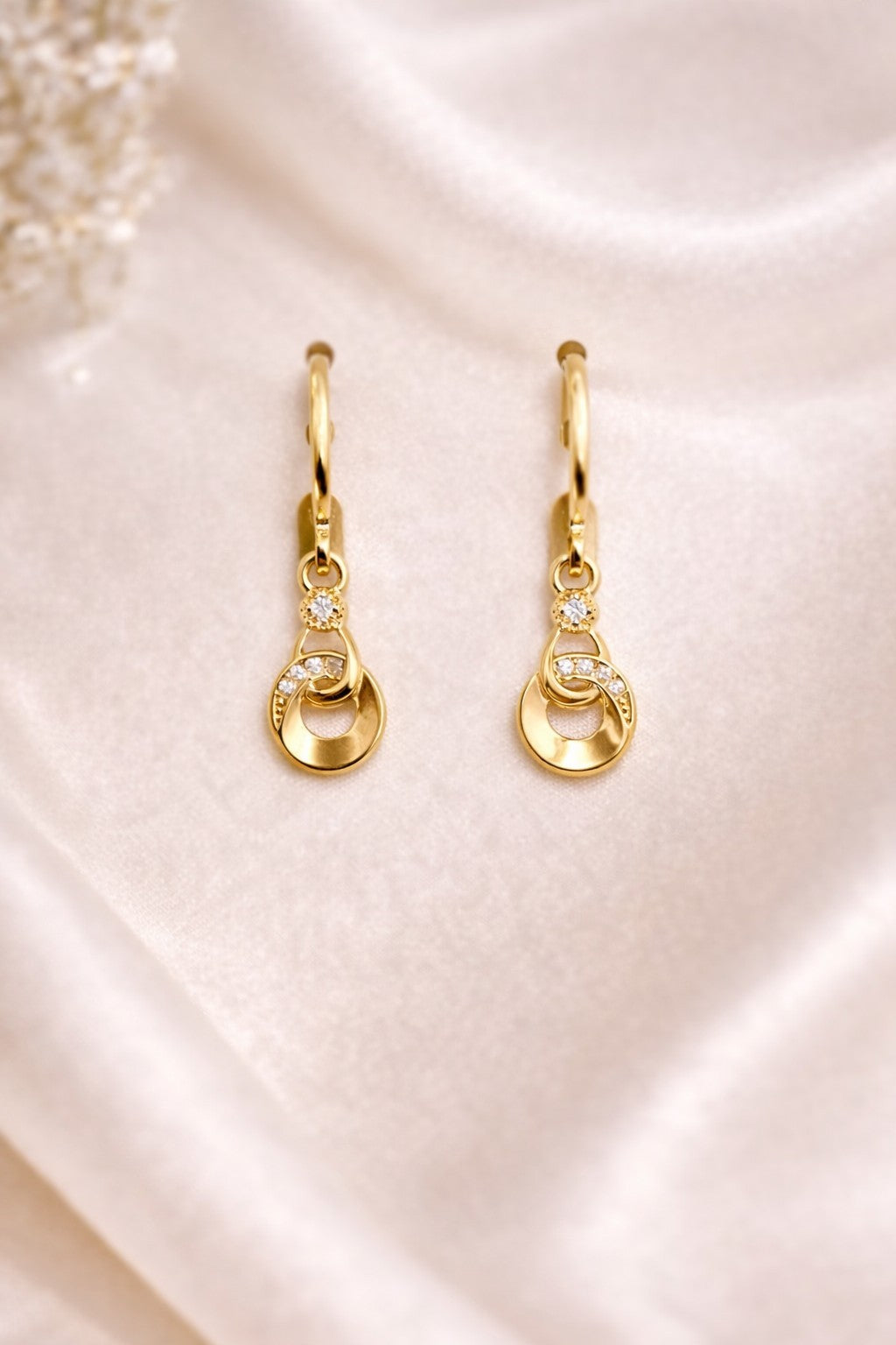 18K Gold Plated Jewelry Set CZ Necklace 18" and Dangle Earrings Gift Set1