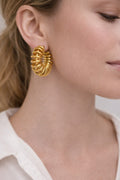18K Gold Plated Spiral Wire C-Shaped Hoop Earring, Stainless Steel Jewelry0