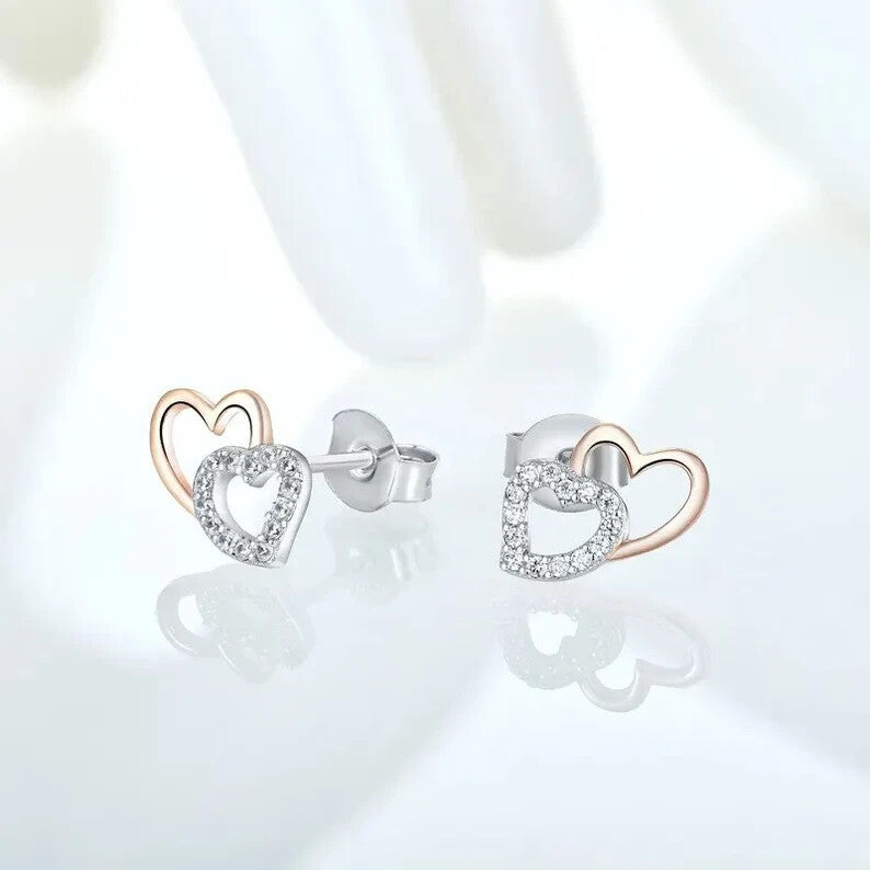 18k Rose Gold Plated Sterling Silver Cubic Zirconia Stud Earrings2