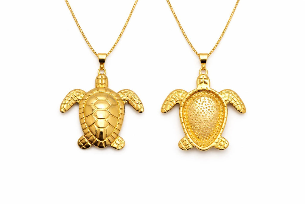 18K Gold Plated Turtle Earrings & Chunky Pendant Necklace Jewelry Set for Women2