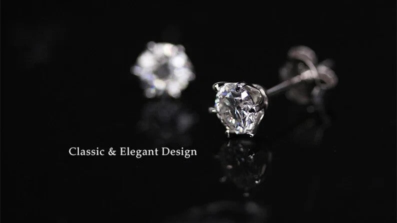 18k Gold Plated Sterling Silver Moissanite Solitaire Stud Earrings7