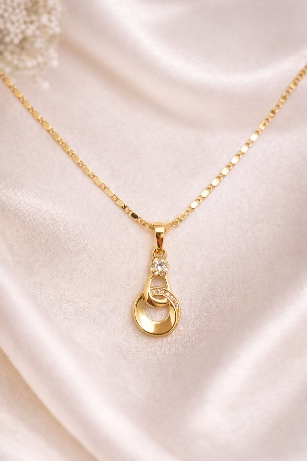 18K Gold Plated Jewelry Set CZ Necklace 18" and Dangle Earrings Gift Set2