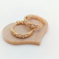 18K Gold Plated Brass Emerald Cut Hoop Earrings with Clear Cubic Zircon0