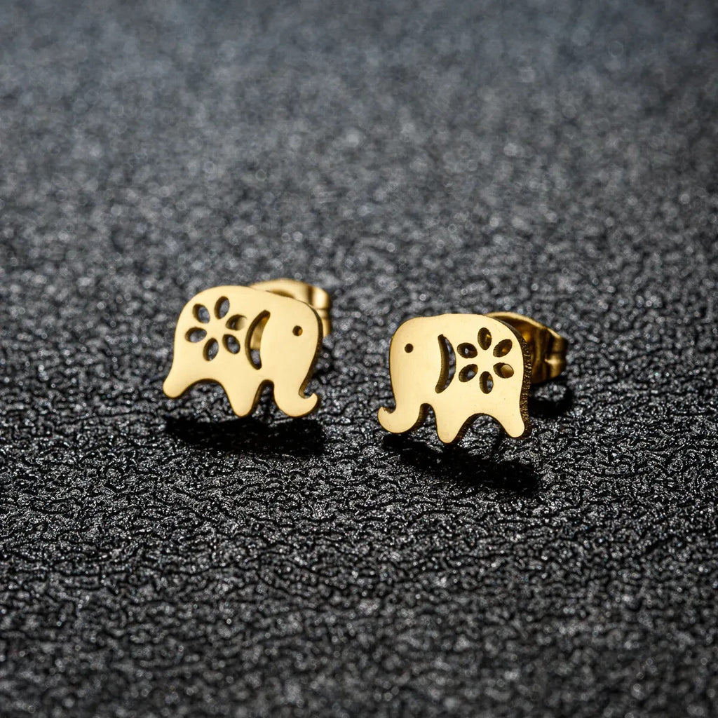 14K Gold Plated Elephant Stud Earrings – Dainty Stainless Steel for All Ages1