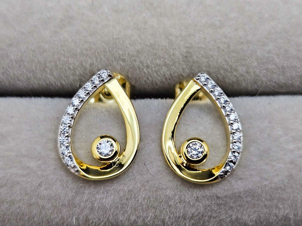 18K Gold Plated Design Tear Drop Stud Earrings for Women1