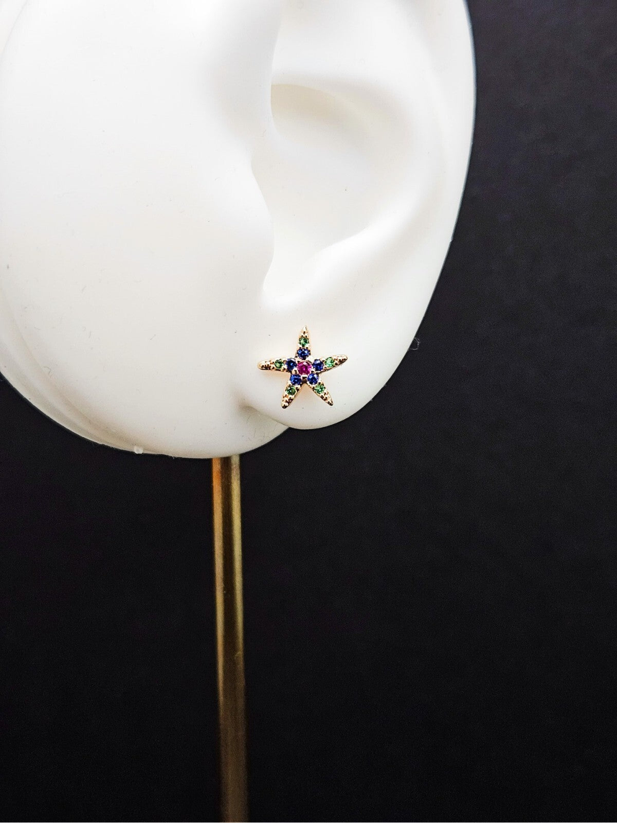 Starfish Stud Earrings, 18K Gold Plated Brass Studs, Multi-Color Stud Earrings3