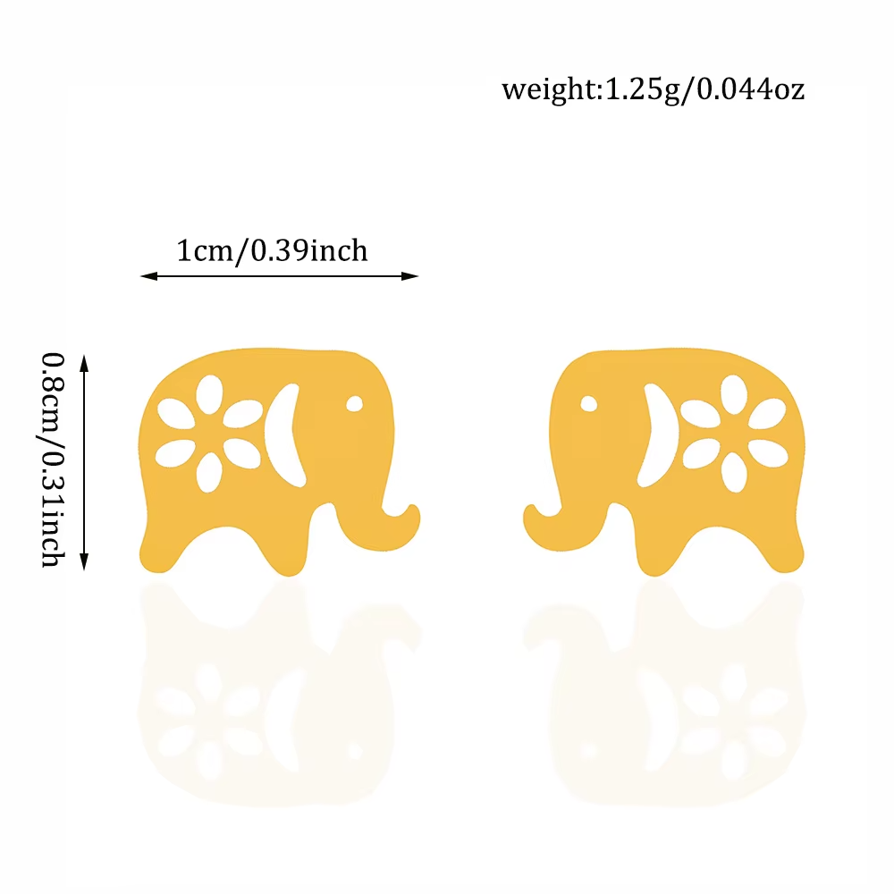 14K Gold Plated Elephant Stud Earrings – Dainty Stainless Steel for All Ages3