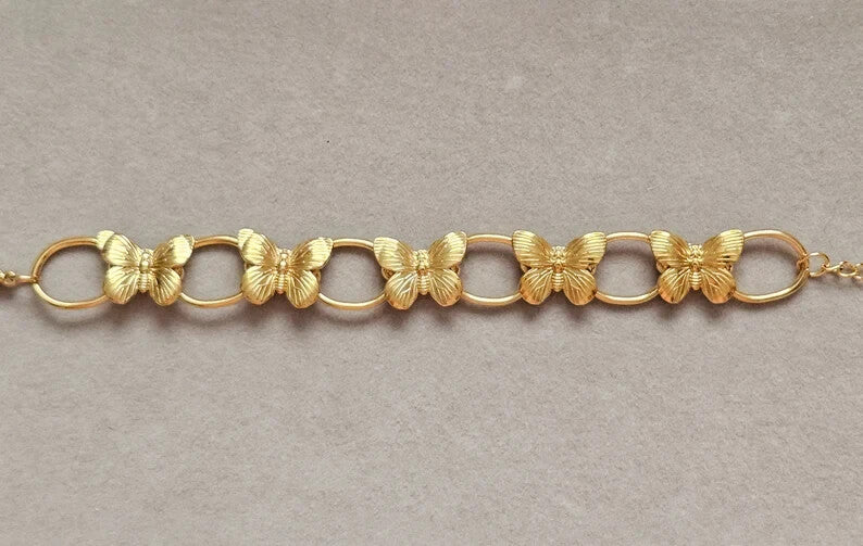 Butterfly Bracelet Chunky Adjustable Link 18K Gold Plated Stainless Steel1