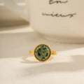 18K Gold Plated Turquoise Open Ring, Stainless Steel Adjustable Design for Women0