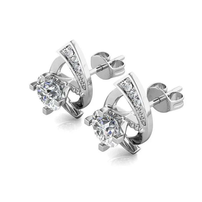 18k Gold Plated Sterling Silver Moissanite Twisted Sparkle Stud Earrings3