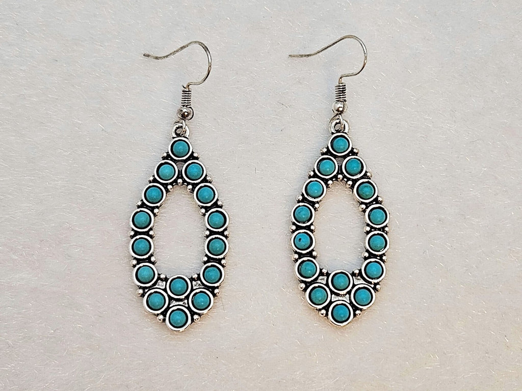 Silver Plated Turquoise Drop Dangle Earrings, Cute Boho Jewelry for Women2