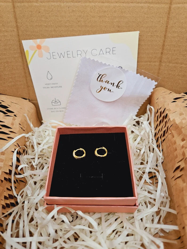 18k Gold Plated Sparkling Cubic Zirconia Mini Hoop Earrings for Kids or Adults6