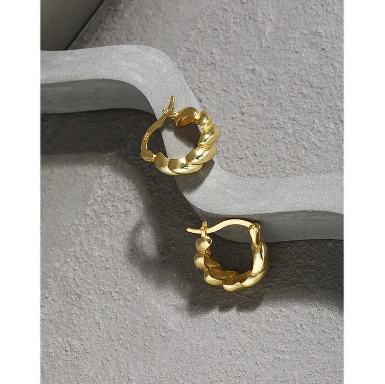18K Gold Plated Croissant Design Hoop Earrings for Women0