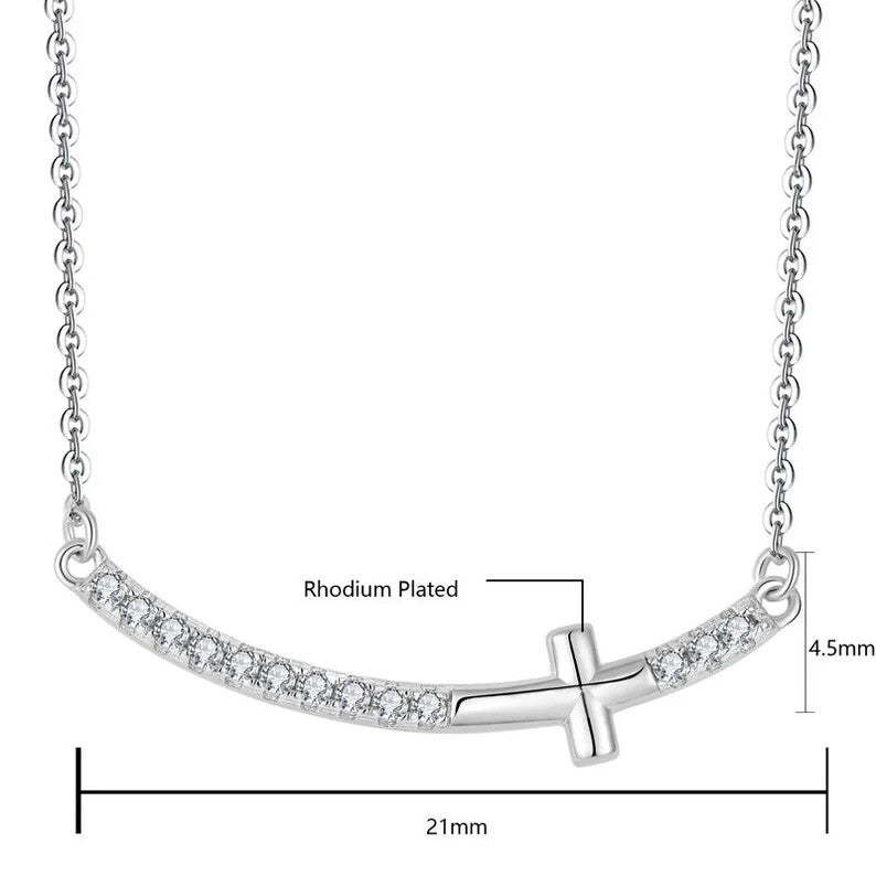 High Quality 925 Sterling Silver Cubic Zirconia Mini Cross Necklace4