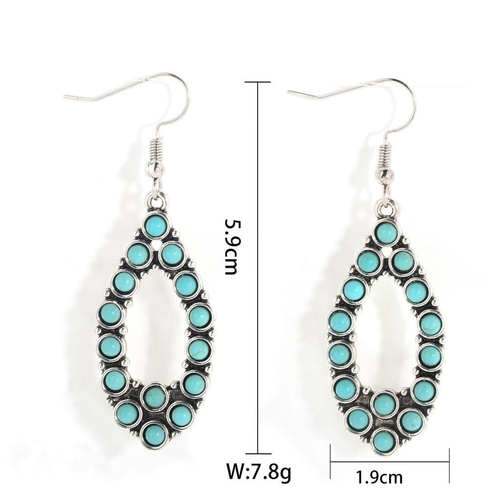 Silver Plated Turquoise Drop Dangle Earrings, Cute Boho Jewelry for Women5