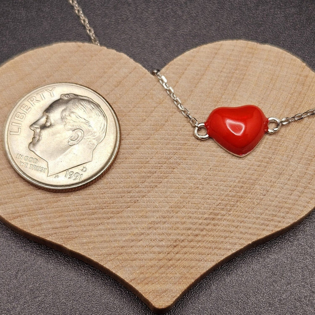 Red Enamel Heart, 925 Sterling Silver Women's Bracelet3