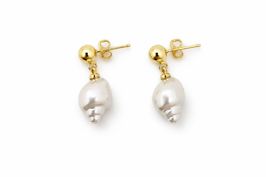 18K Gold Plated Jewelry Set Necklace & Earrings Faux Pearl Shell Gift for Women1