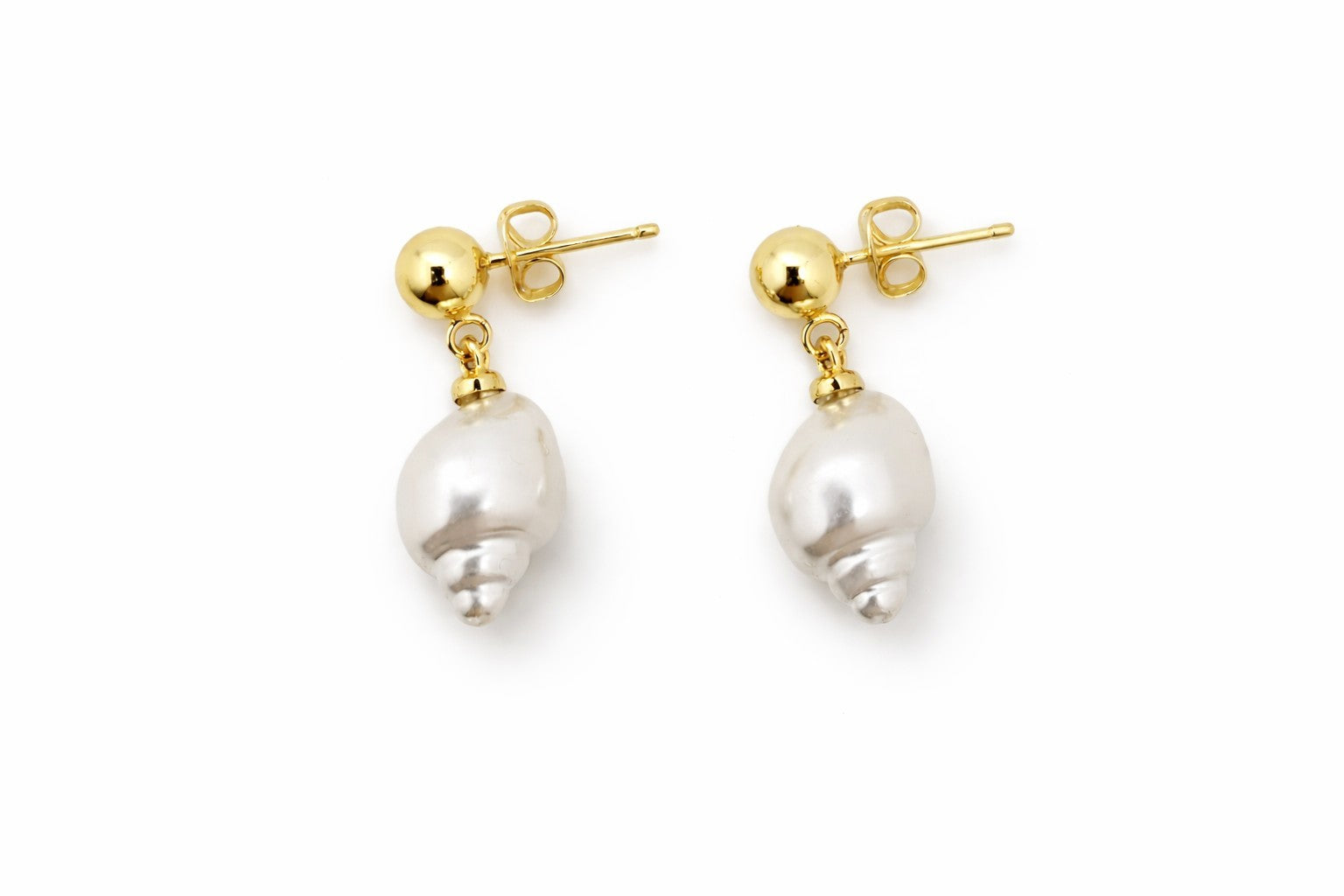 18K Gold Plated Jewelry Set Necklace & Earrings Faux Pearl Shell Gift for Women1