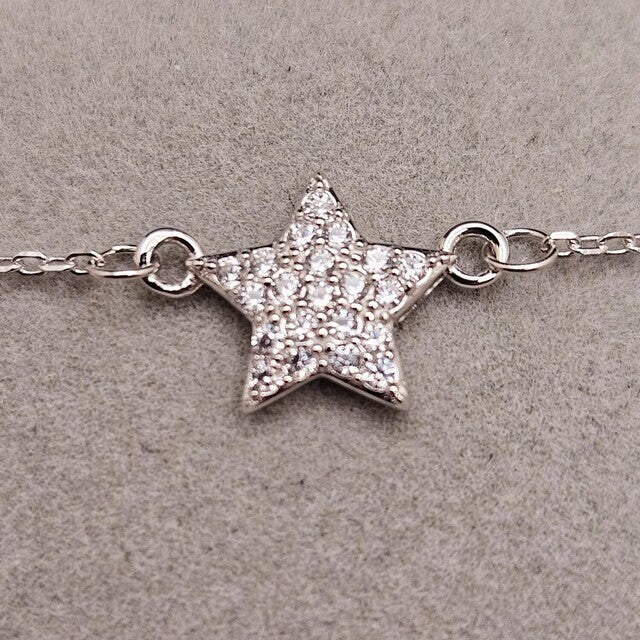 925 Sterling Silver Bracelet, Cubic Zirconia Pave Star Design0