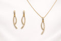 18K Gold Plated Brass CZ Necklace And Dangle Earrings Set Free Moving Design0