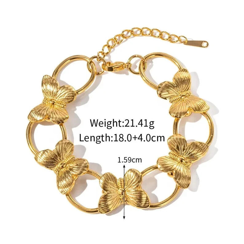 Butterfly Bracelet Chunky Adjustable Link 18K Gold Plated Stainless Steel4