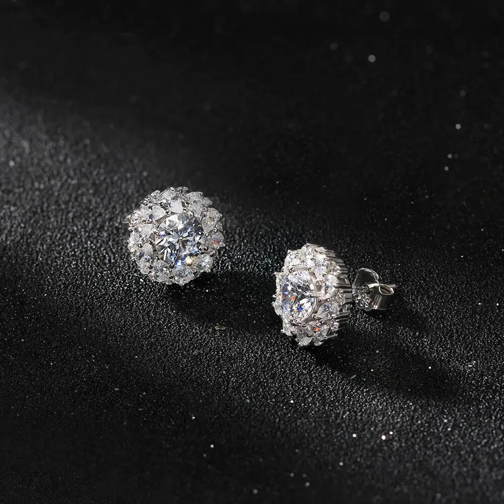 925 Sterling Silver Cubic Zirconia Halo Stud Earrings for Women1