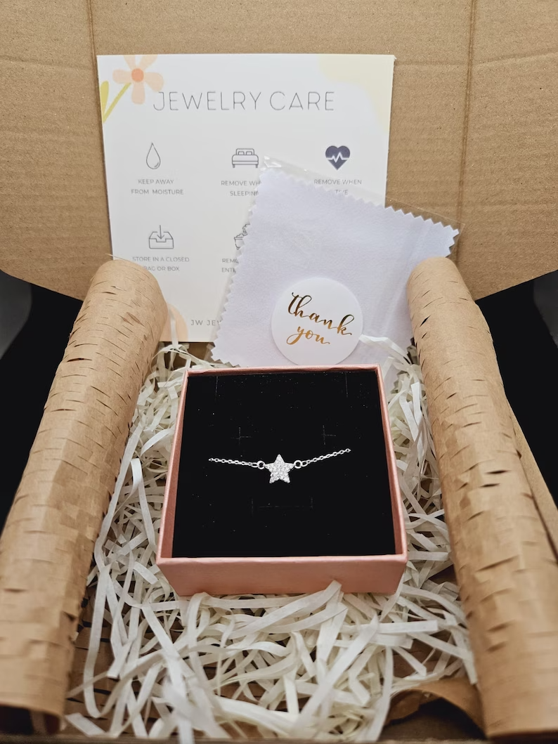 925 Sterling Silver Bracelet, Cubic Zirconia Pave Star Design5
