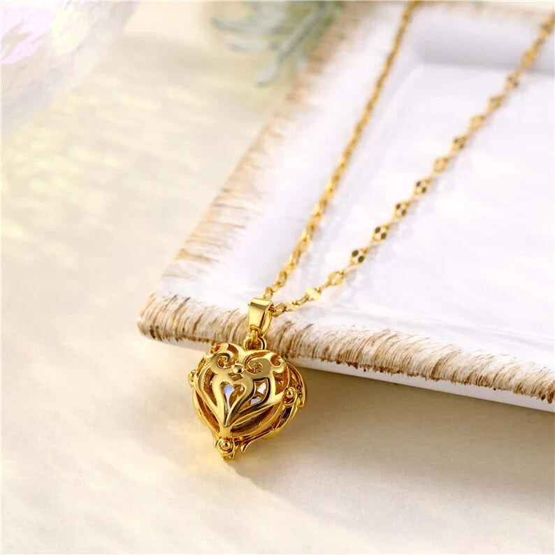 18K Gold Plated Stainless Steel Colorful Heart Crystal For women Girls2