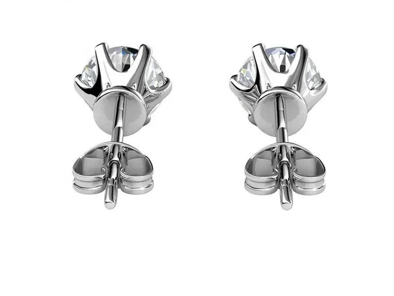 18k Gold Plated Sterling Silver Moissanite Solitaire Stud Earrings9