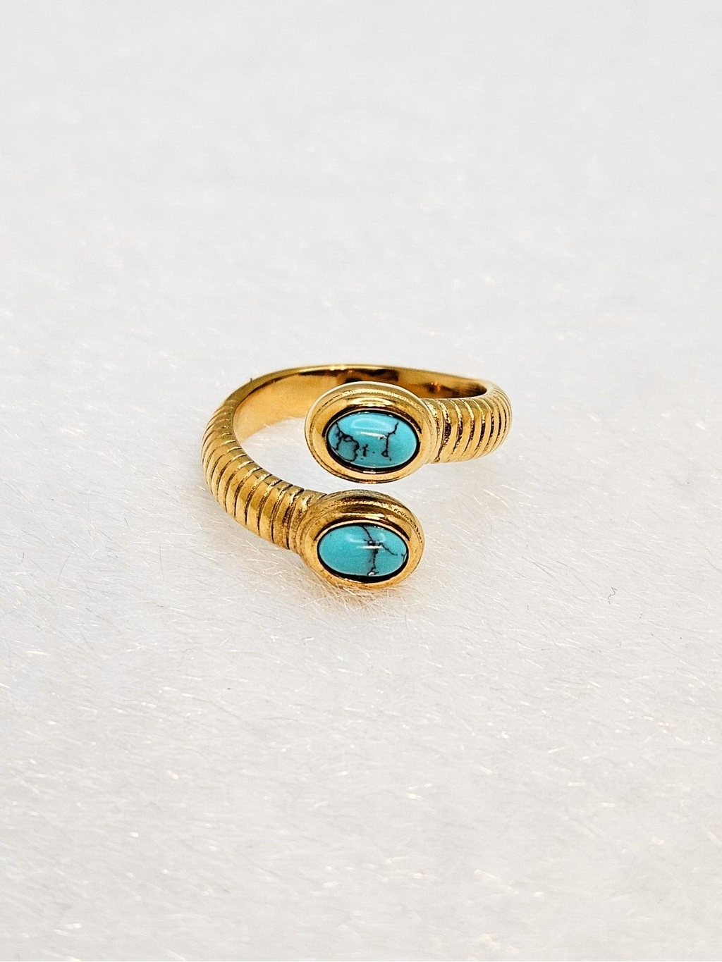 18K Gold Plated Open Turquoise Snake Rings, Adjustable Stainless Steel Jewelry1