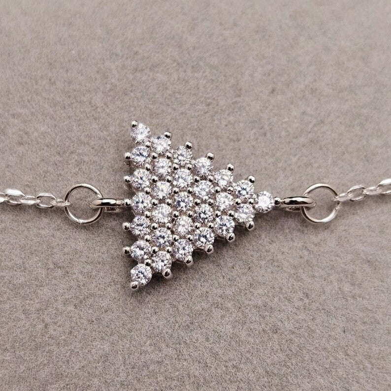 925 Sterling Silver Bracelet Cubic Zirconia Pave Triangle Design0
