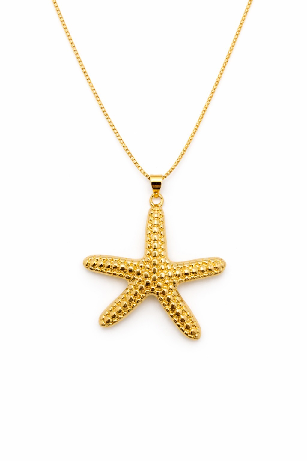 18K Gold Plated Starfish Jewelry Set Dainty Earrings & Chunky Pendant Necklace1