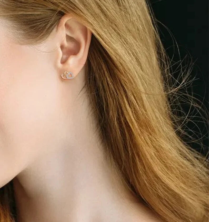 18k Rose Gold Plated Sterling Silver Cubic Zirconia Stud Earrings5