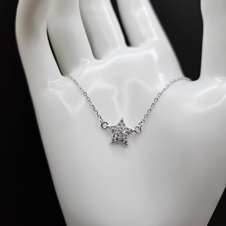 925 Sterling Silver Bracelet, Cubic Zirconia Pave Star Design1