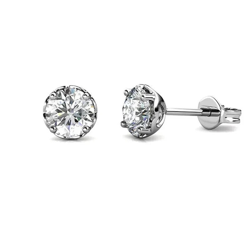 18k Gold Plated Sterling Silver Moissanite Round Stud Earrings6