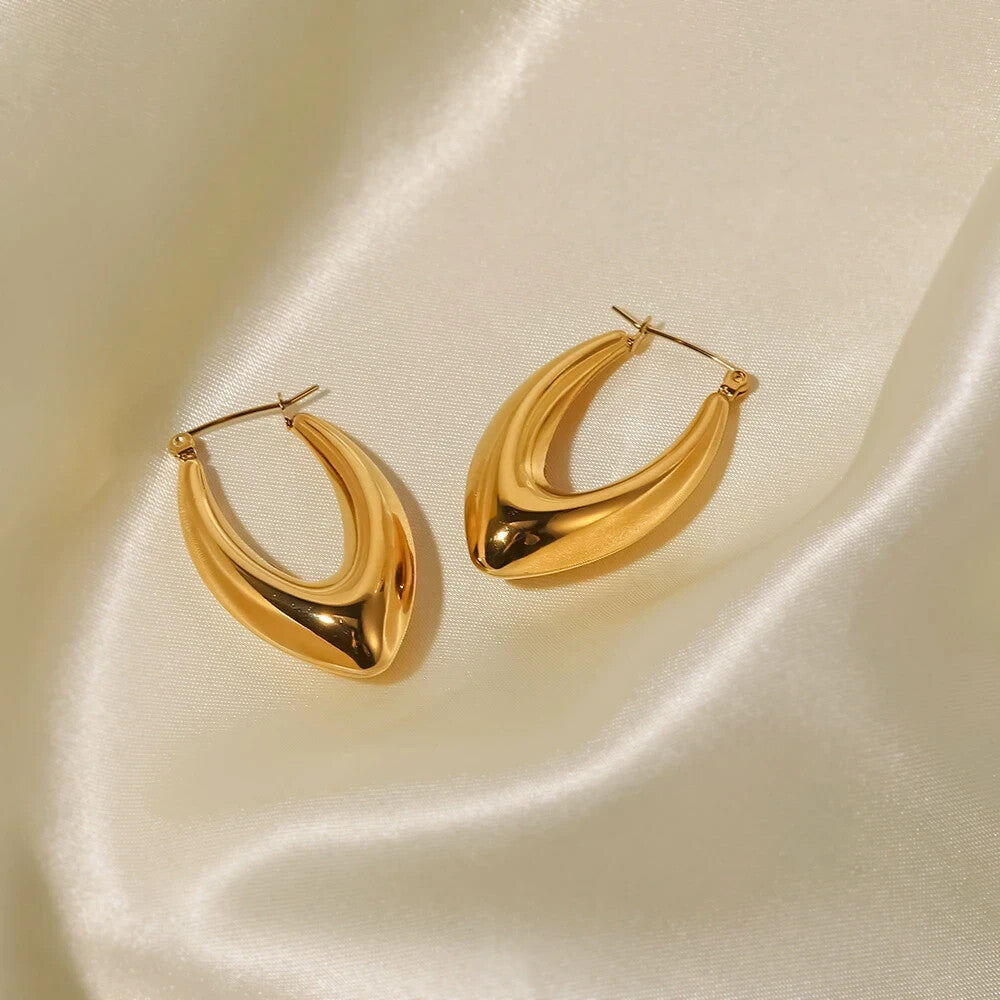 18K Gold Plated Teardrop Hoop, Stainless Steel Earrings for Women7